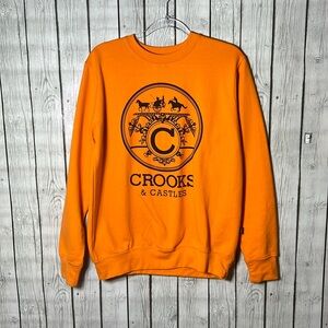 CROOKS AND CASTLES DESIGNER STYLE GRAPHIC PRINT CREWNECK SWEATSHIRT SZ M